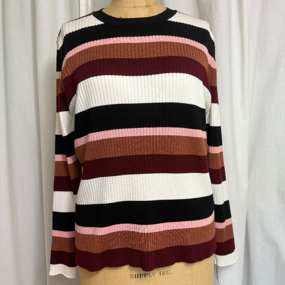 CCX Light Weight Ribbed Striped Long Sleeve Sweater Size L/20